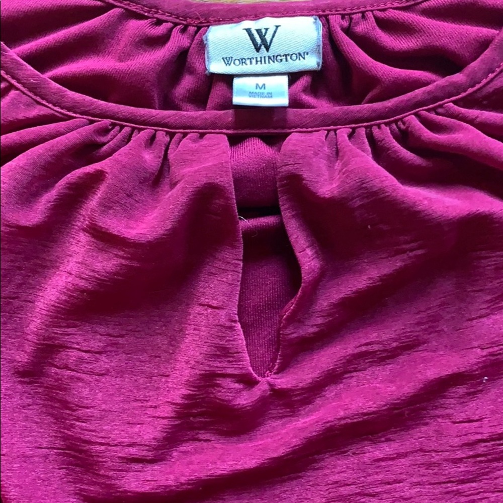 Worthington sleeveless top- magenta/wine color - Picture 2 of 3